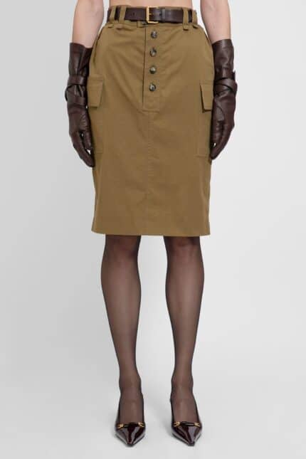 SAINT LAURENT Cassandre Cargo Pencil Skirt In Cotton Twill