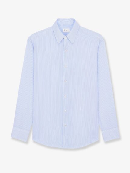 Saint Laurent Cassandre Cotton Shirt With Striped Pattern