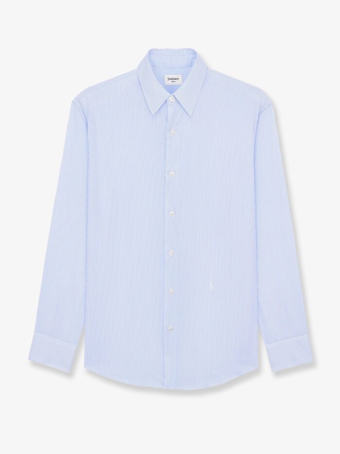 saint laurent cassandre cotton shirt with striped pattern Saint Laurent Cassandre Cotton Shirt With Striped Pattern