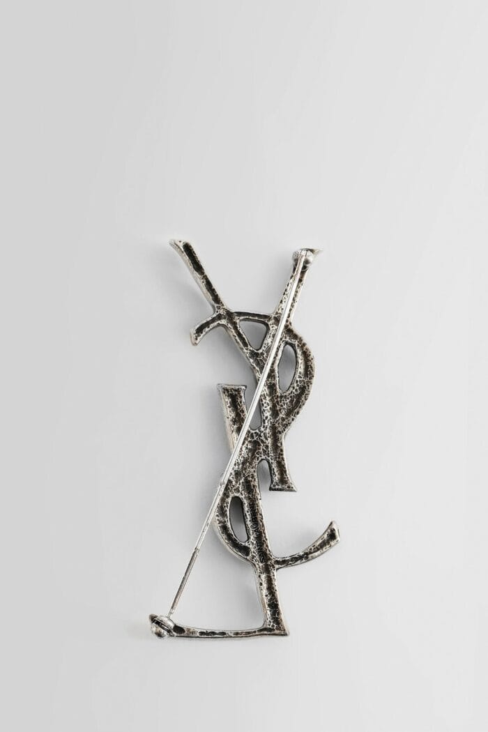 SAINT LAURENT Cassandre Crocodile Brooch In Metal