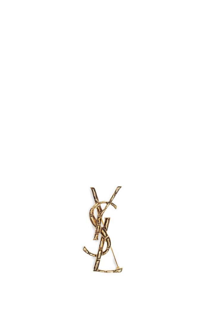 SAINT LAURENT Cassandre Crocodile Brooch In Metal