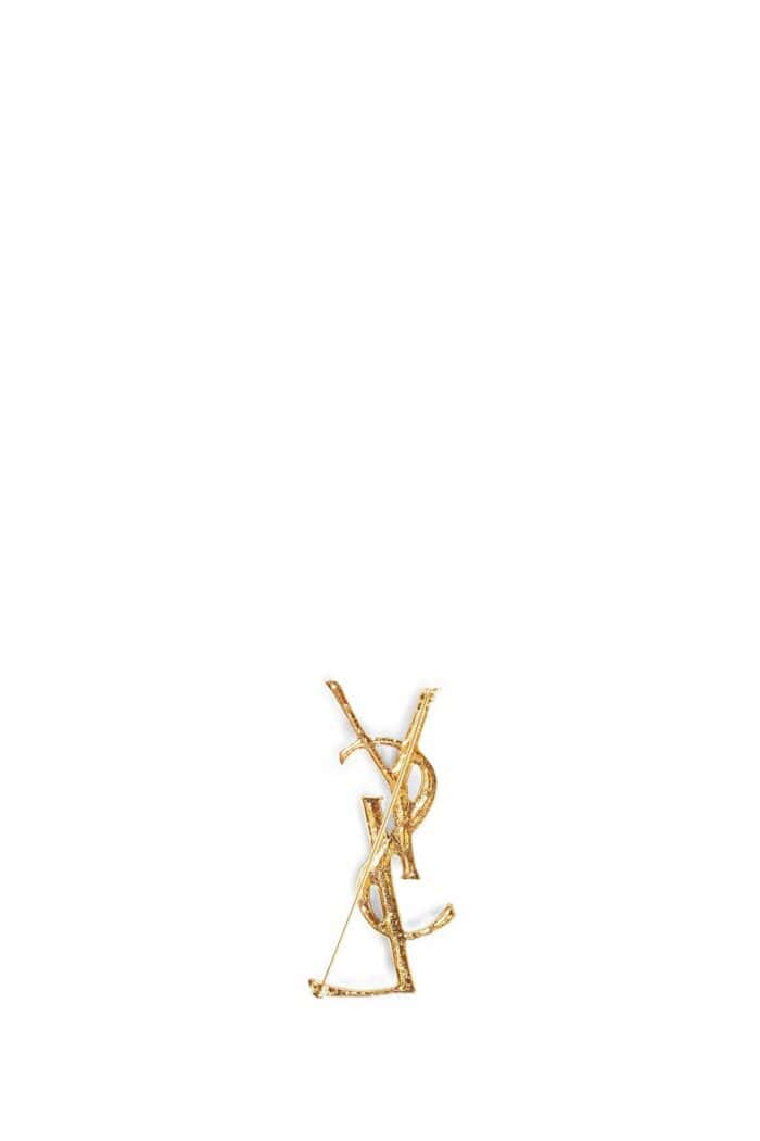 SAINT LAURENT Cassandre Crocodile Brooch In Metal