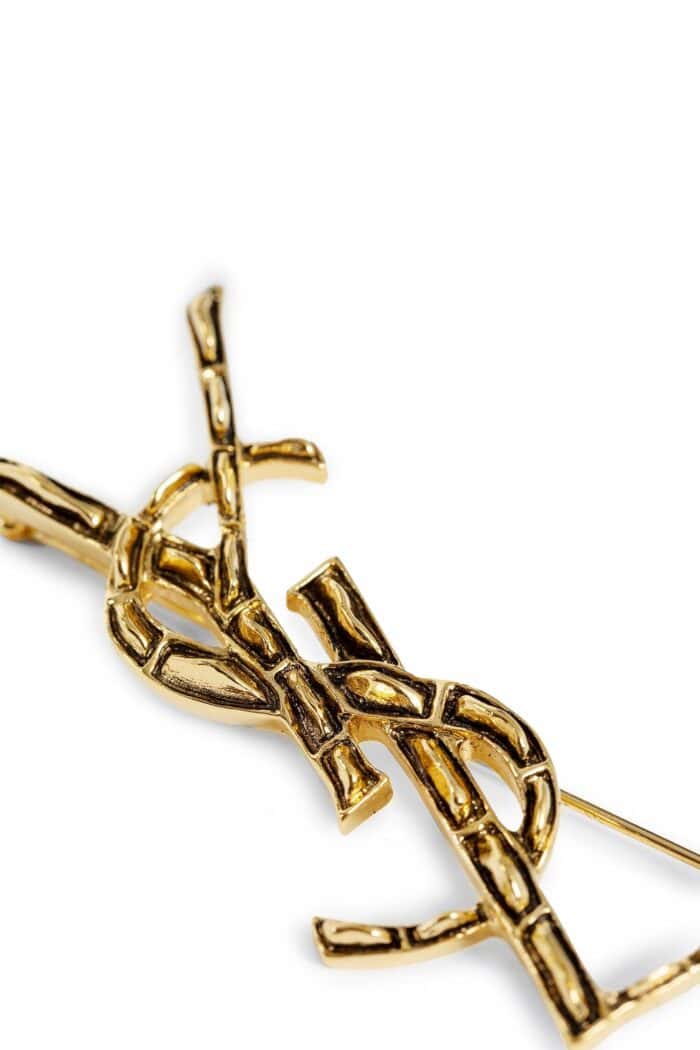 SAINT LAURENT Cassandre Crocodile Brooch In Metal