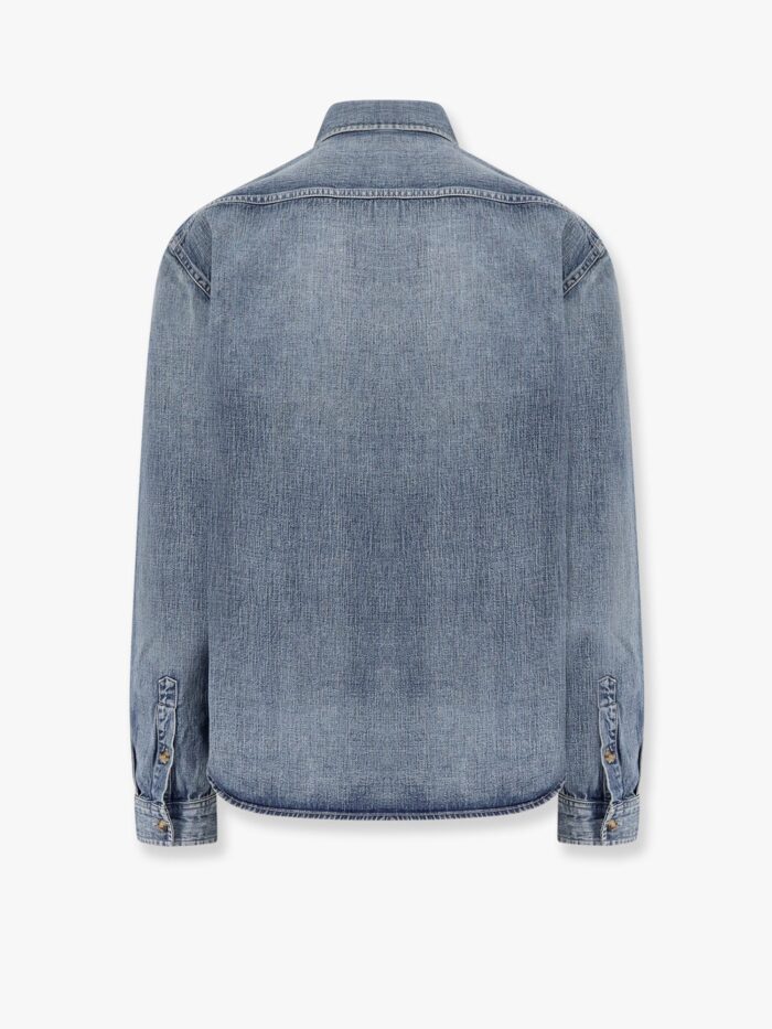 Saint Laurent Cassandre Denim Shirt With Iconic Logo Embroidery