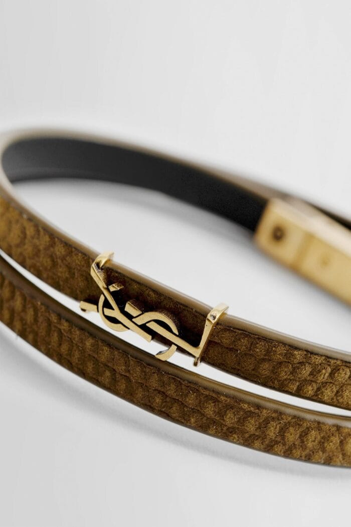 SAINT LAURENT Cassandre Double-wrap Bracelet In Leather