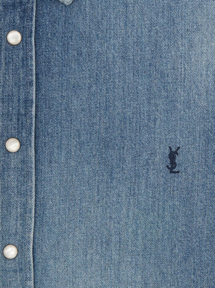 Saint Laurent Cassandre Horizon Blue Denim Shirt