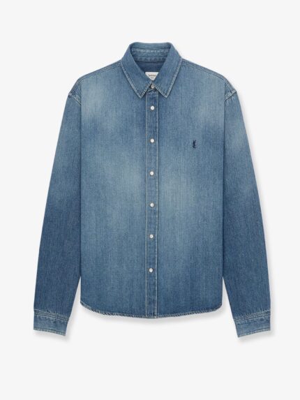 Saint Laurent Cassandre Horizon Blue Denim Shirt