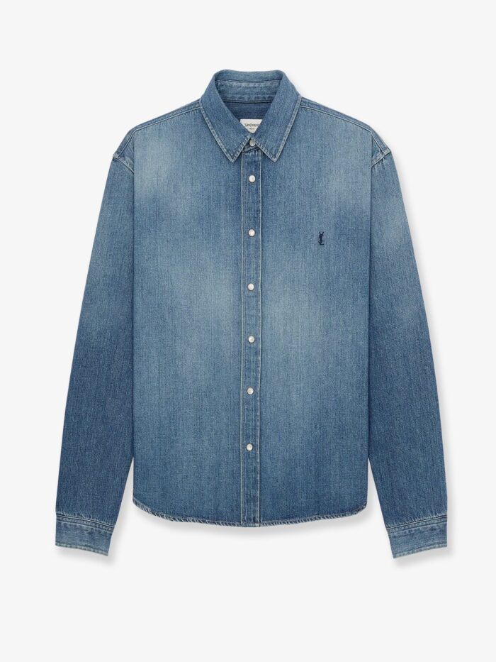 Saint Laurent Cassandre Horizon Blue Denim Shirt
