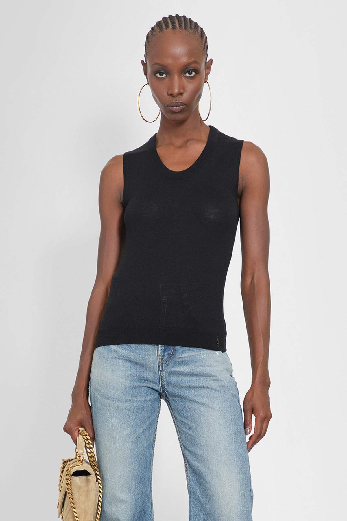 SAINT LAURENT Cassandre Knit Tank Top In Wool
