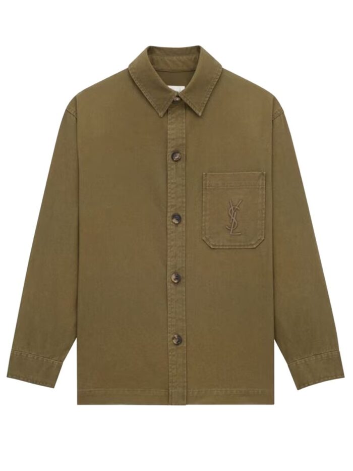 saint laurent cassandre overshirt in cotton gabardine and linen Saint Laurent CASSANDRE OVERSHIRT IN COTTON GABARDINE AND LINEN