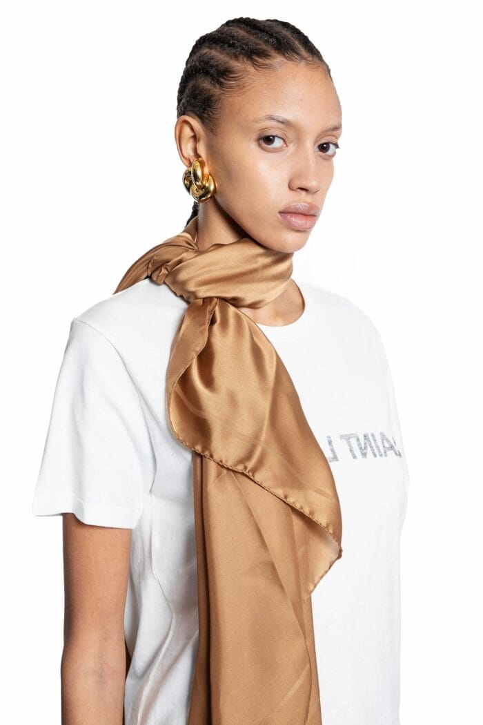 SAINT LAURENT Cassandre Square Scarf In Silk Charmeuse