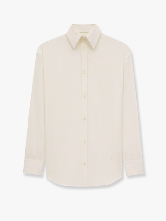 Saint Laurent Certified Cotton Shirt With Monogram Embroidery