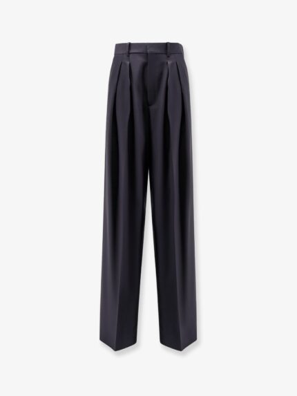 Saint Laurent Certified Wool Trousers With Wide Leg
