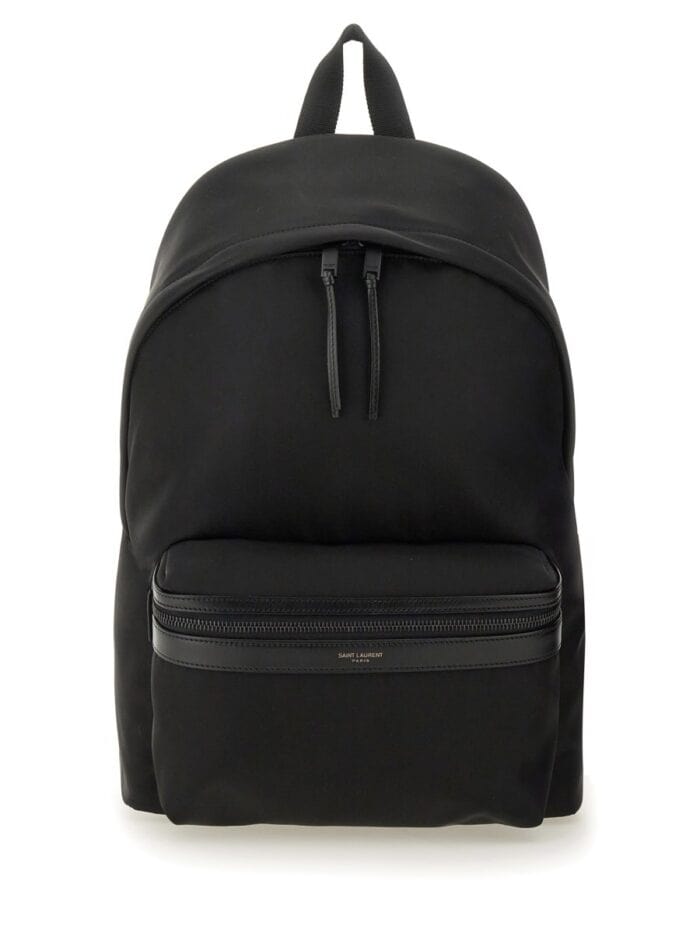 Saint Laurent CITY BACKPACK MADE OF ECONYL®, SOFT LEATHER AND NYLON