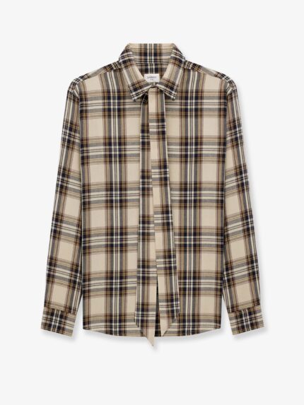 Saint Laurent Cotton Tartan Lavallière Shirt