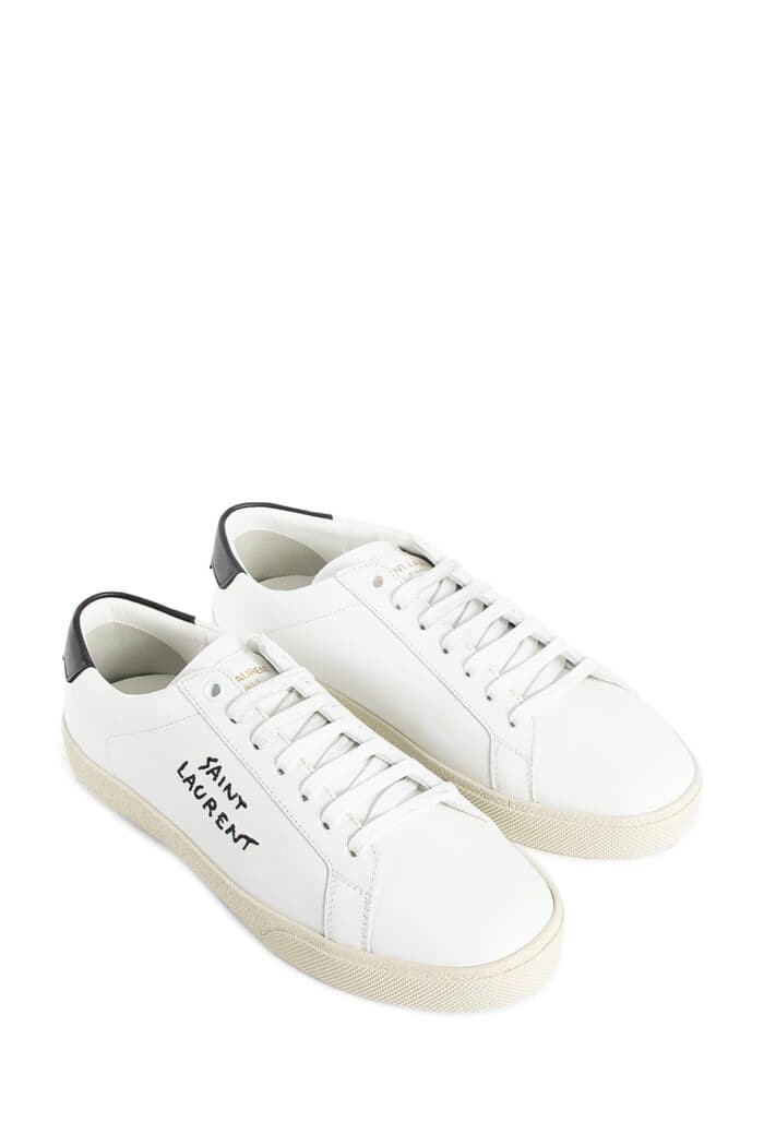 SAINT LAURENT Court Classic Sl/06 Embroidered Leather Sneakers