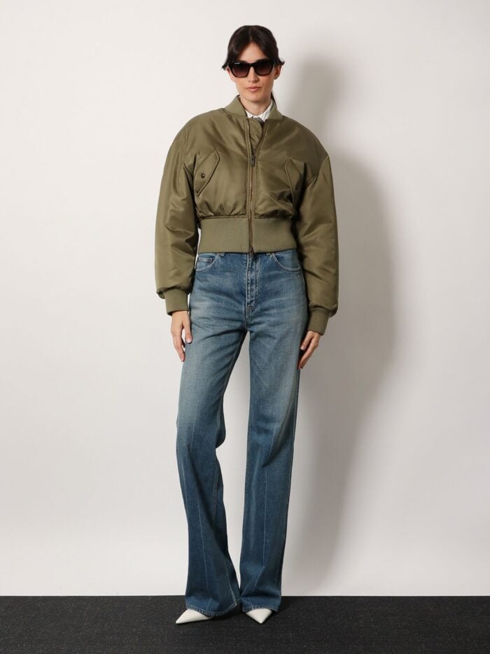 Saint Laurent Cropped Nylon Jacket With Padding