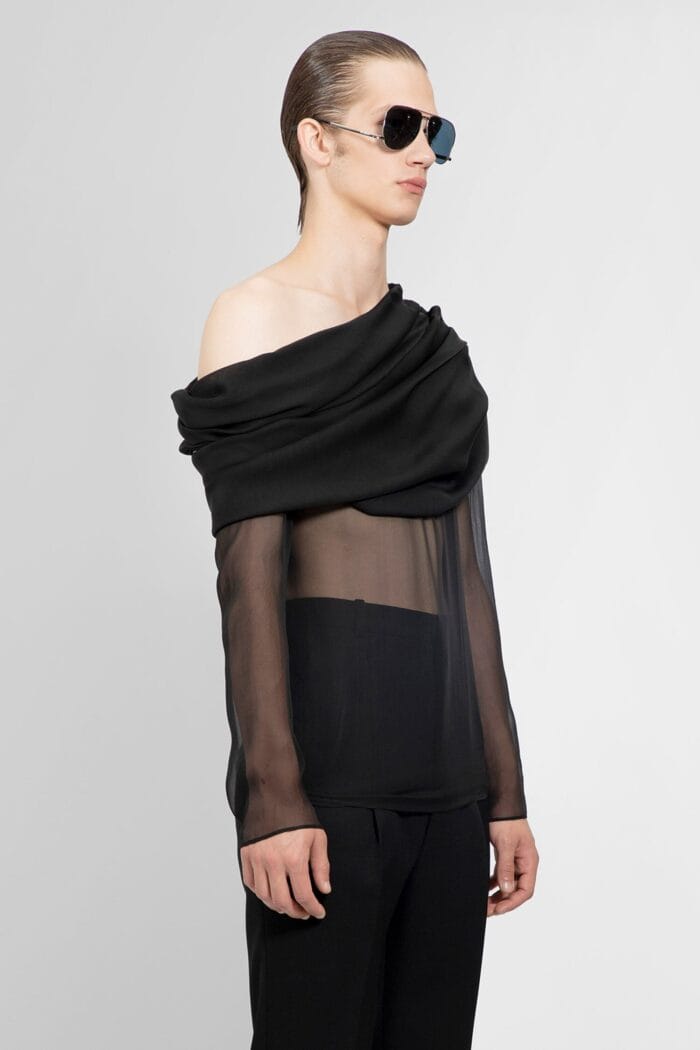 SAINT LAURENT Draped Top In Silk Muslin