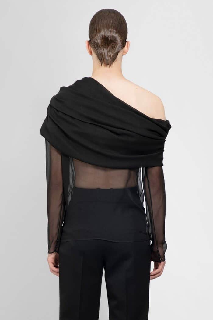 SAINT LAURENT Draped Top In Silk Muslin