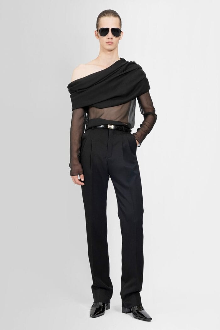 SAINT LAURENT Draped Top In Silk Muslin