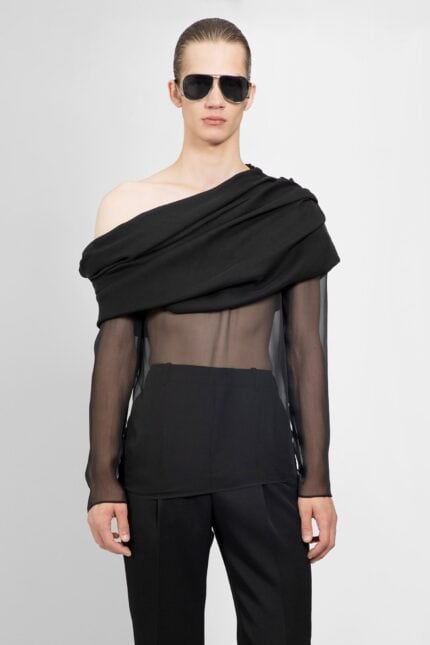 SAINT LAURENT Draped Top In Silk Muslin