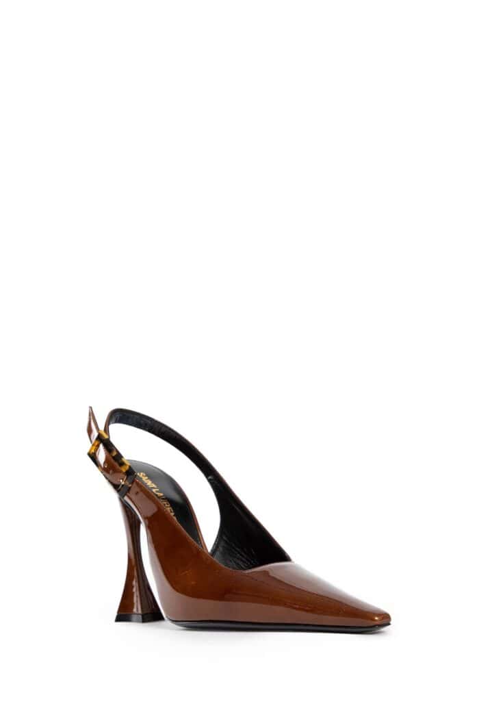 SAINT LAURENT Dune Slingback Pumps In Patent Leather