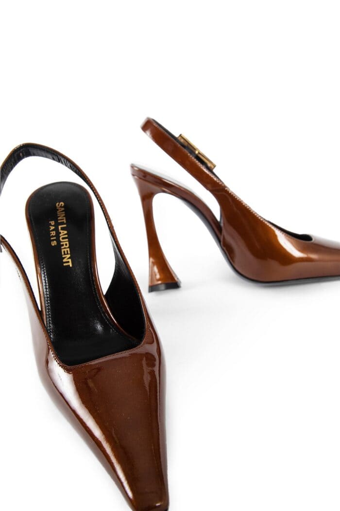 SAINT LAURENT Dune Slingback Pumps In Patent Leather