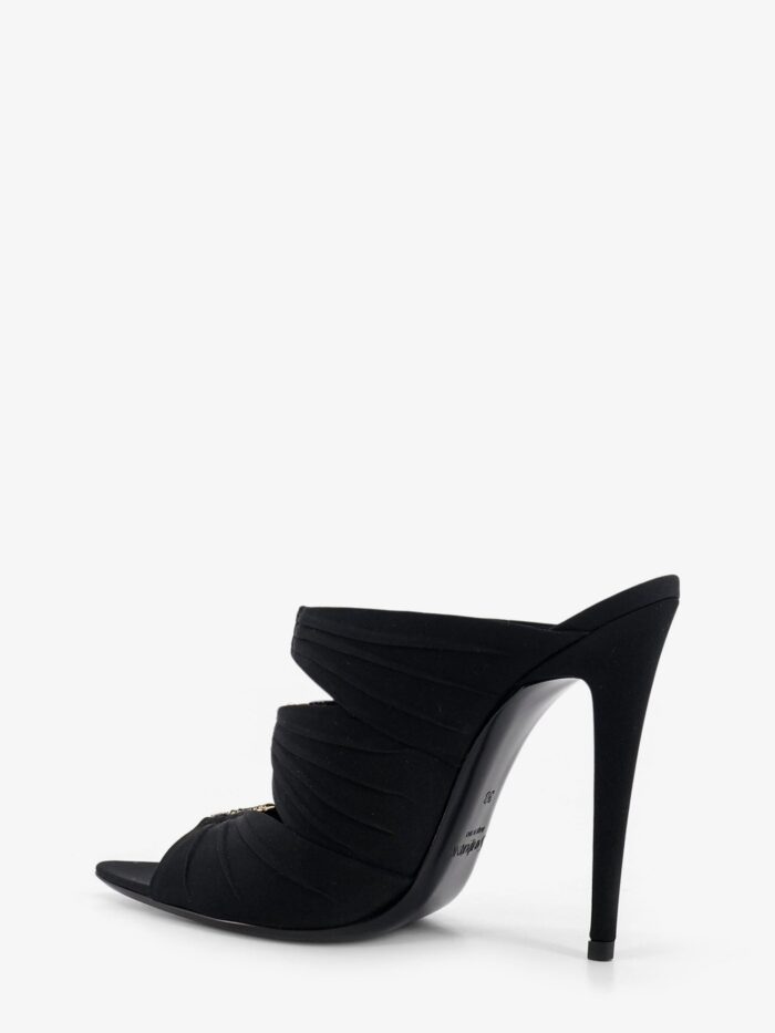 Saint Laurent Emilie Satin Sandals With Rhinestone Logo Detail