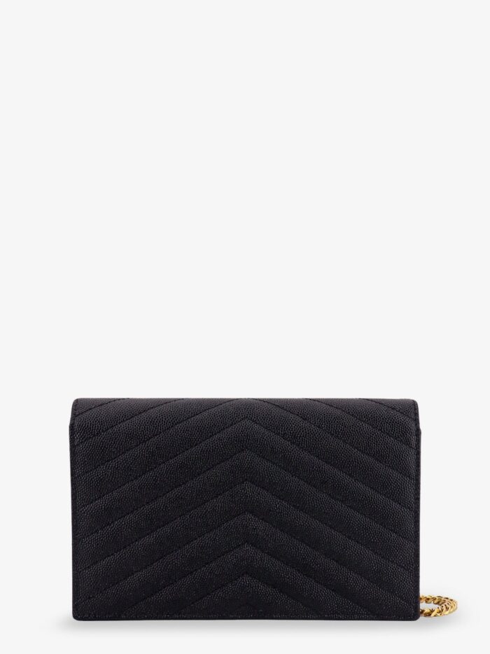 Saint Laurent Envelope Grain-de-poudre Leather Clutch Bag With Cassandre Chain