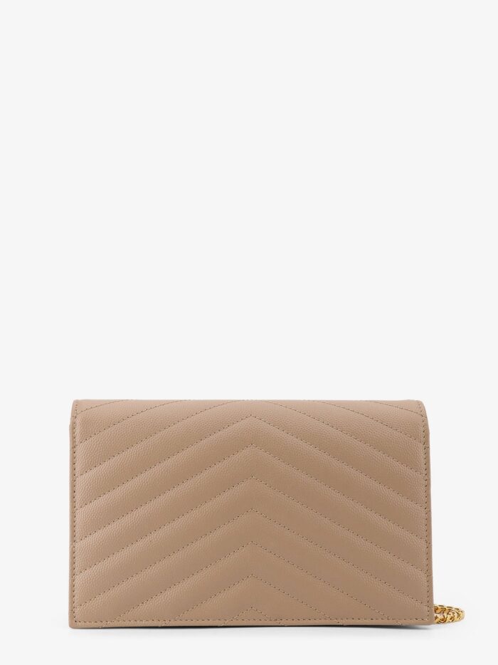 Saint Laurent Envelope Grain-de-poudre Leather Clutch Bag With Cassandre Chain