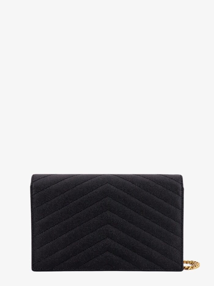Saint Laurent Envelope Leather Pochette With Chevron Stitching
