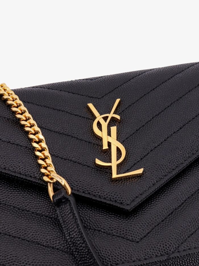 Saint Laurent Envelope Leather Pochette With Chevron Stitching