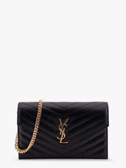 Saint Laurent Envelope Leather Wallet Crossbody Bag With Chain Shoulder Strap