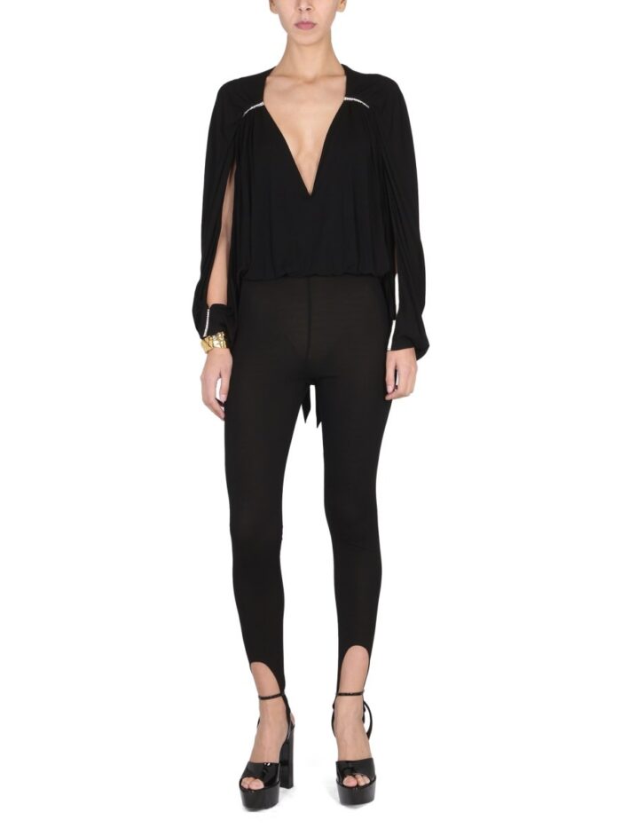 Saint Laurent JUMPSUIT WITH OPEN SLEEVES IN CREPE JERSEY