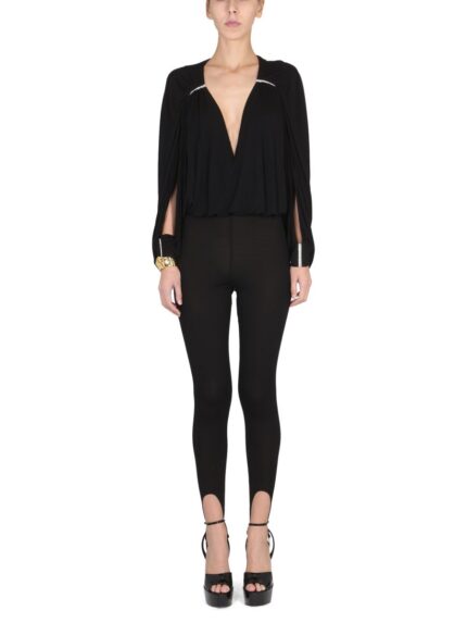 Saint Laurent JUMPSUIT WITH OPEN SLEEVES IN CREPE JERSEY