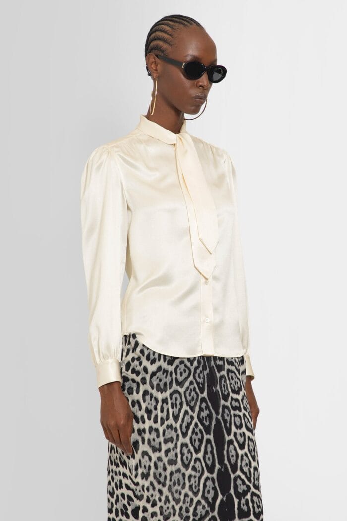 saint laurent lavelliere neck blouse in silk satin SAINT LAURENT Lavelliere Neck Blouse In Silk Satin