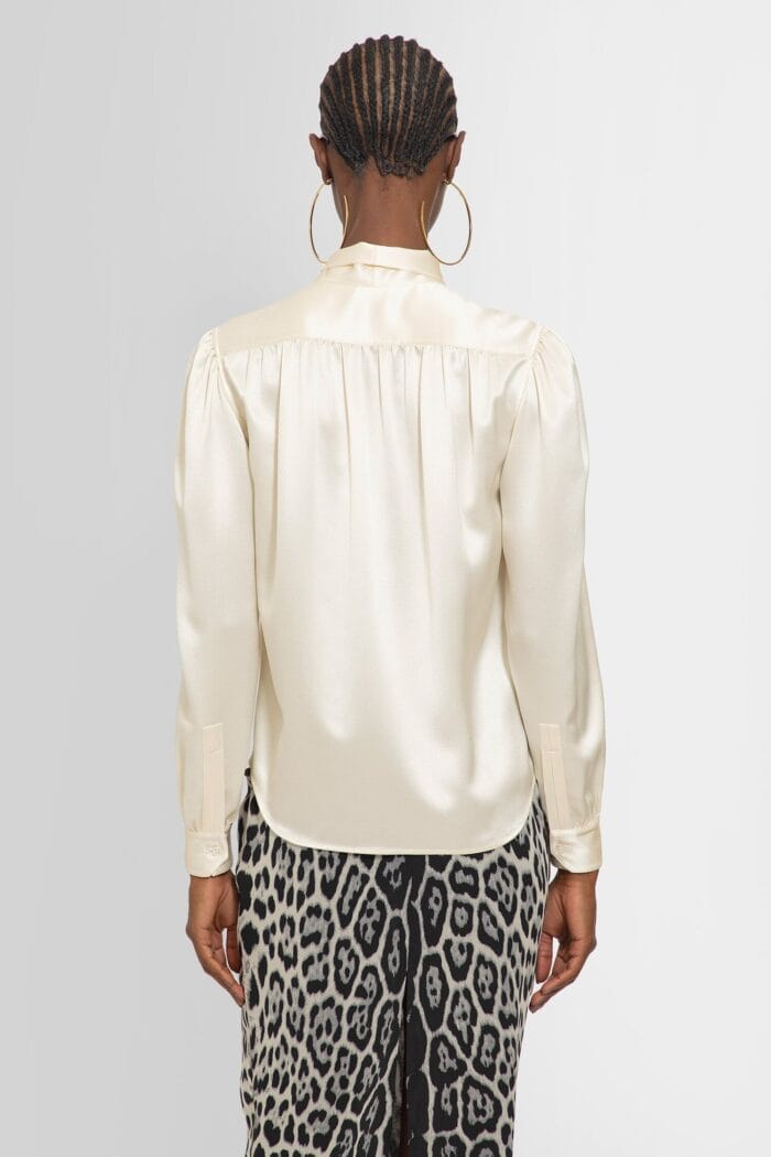 saint laurent lavelliere neck blouse in silk satin SAINT LAURENT Lavelliere Neck Blouse In Silk Satin