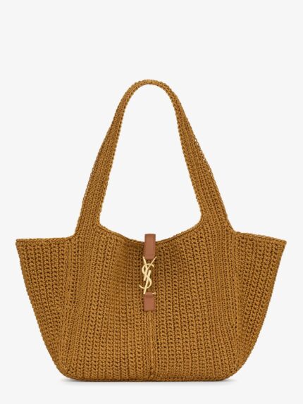 Saint Laurent Le 5 Ã 7 Bea Linen And Leather Shoulder Bag