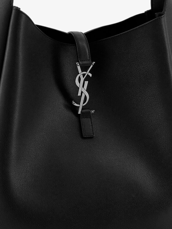 Saint Laurent Le 5 à 7 Leather Shoulder Bag With Metal Cassandre Logo