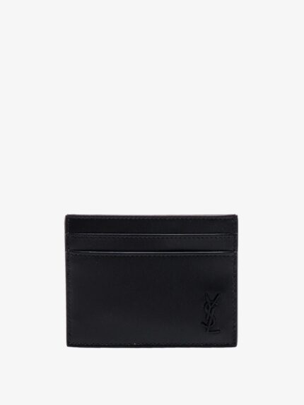 Saint Laurent Leather Card Holder With Frontal Monogram