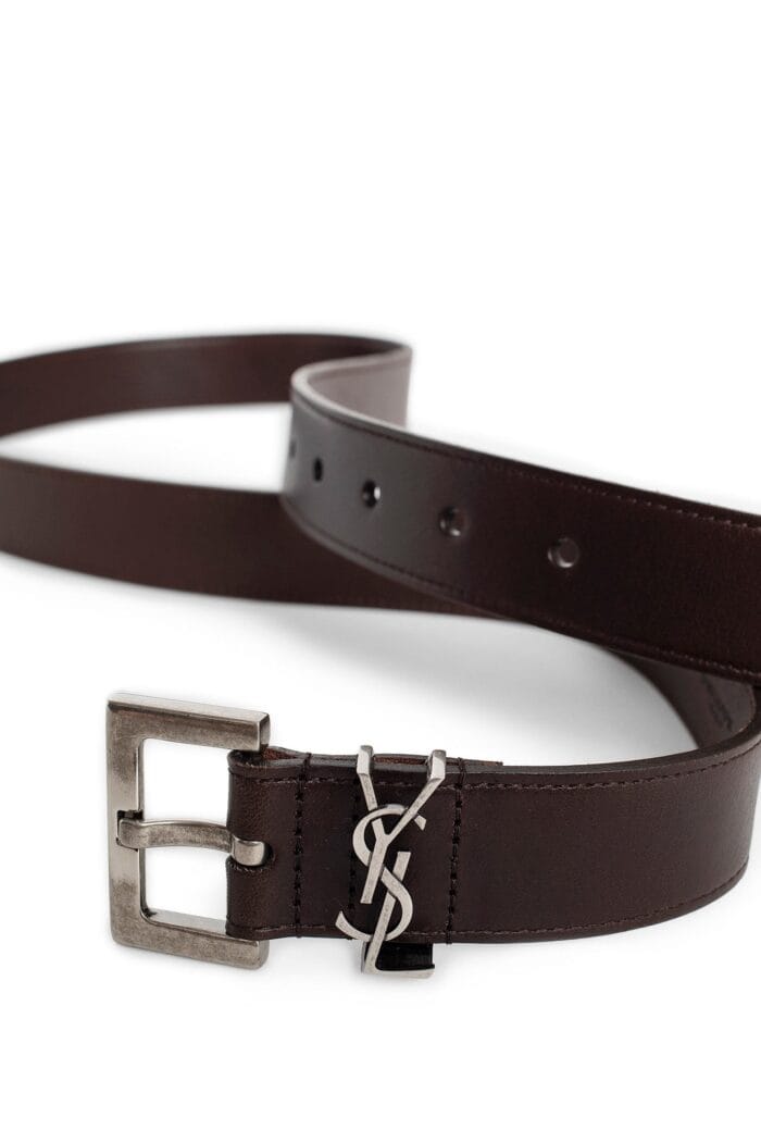 SAINT LAURENT Leather Cassandre Belt