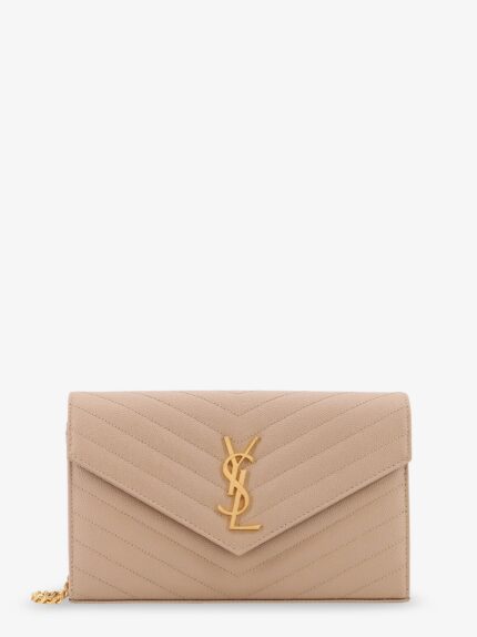Saint Laurent Leather Crossbody Bag With Metal Cassandra Logo