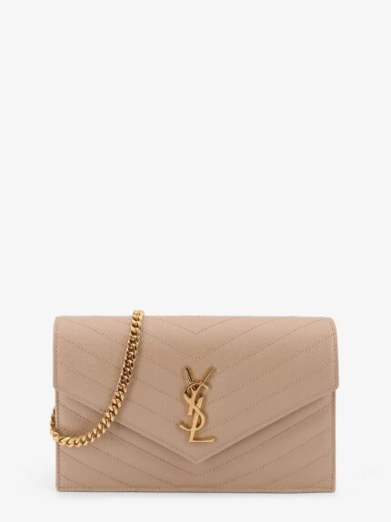 Saint Laurent Leather Crossbody Bag With Metal Cassandra Logo