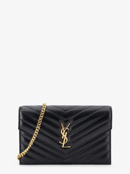 Saint Laurent Leather Crossbody Bag With Metal Cassandre Logo
