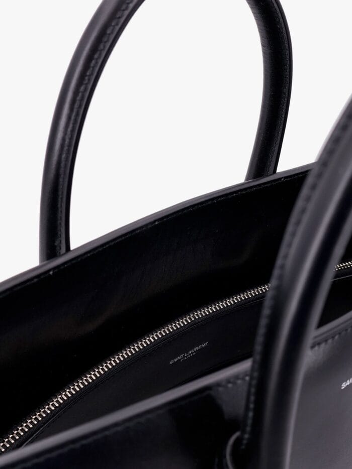 Saint Laurent Leather Handbag With Frontal Logo Print
