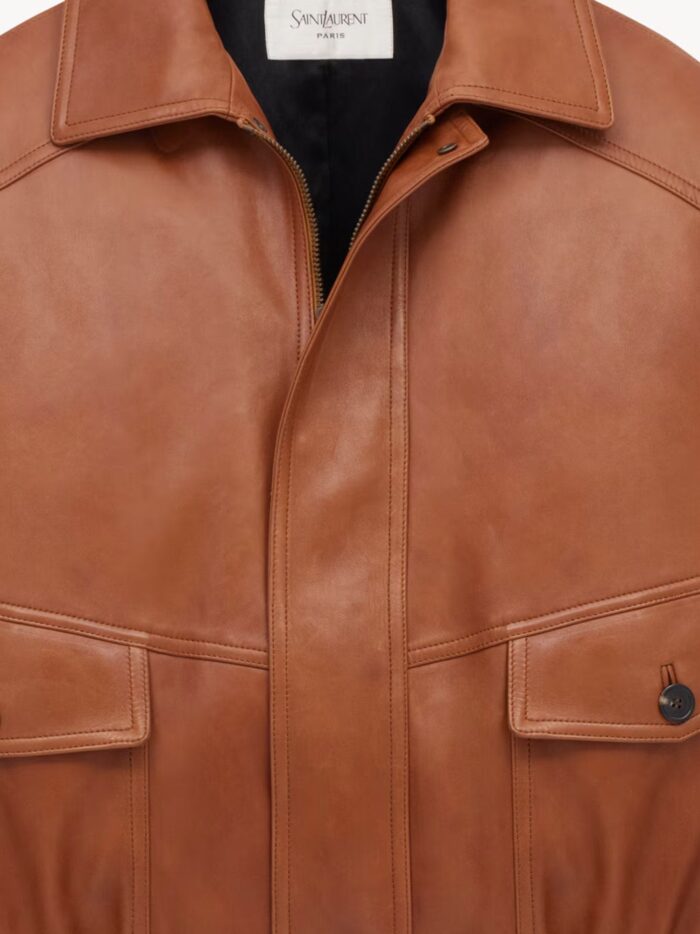 saint laurent leather jacket with maxi pockets on the front Saint Laurent Leather Jacket With Maxi Pockets On The Front