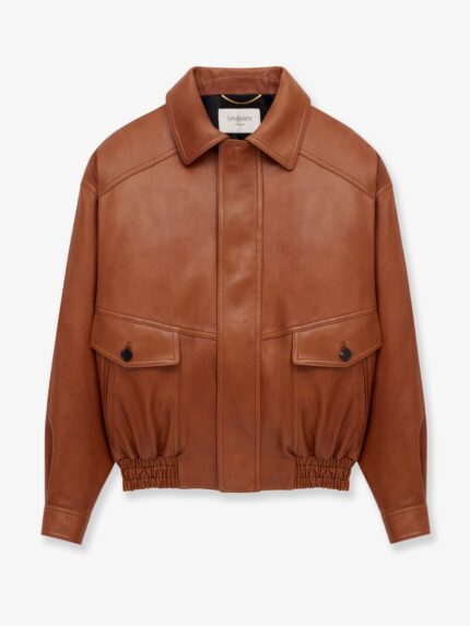 Saint Laurent Leather Jacket With Maxi Pockets On The Front