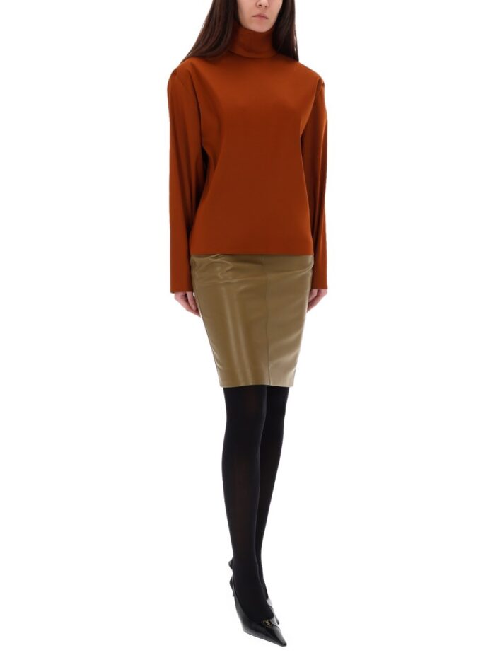 Saint Laurent LEATHER MIDI SKIRT