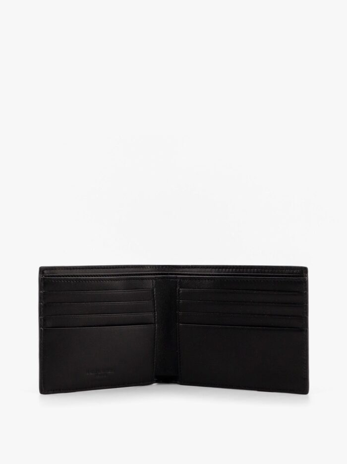 Saint Laurent Leather Wallet With Embossed Lettering Logo On The Front
