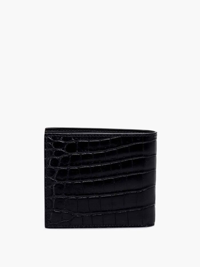 Saint Laurent Leather Wallet With Metal Cassandre Logo Detail
